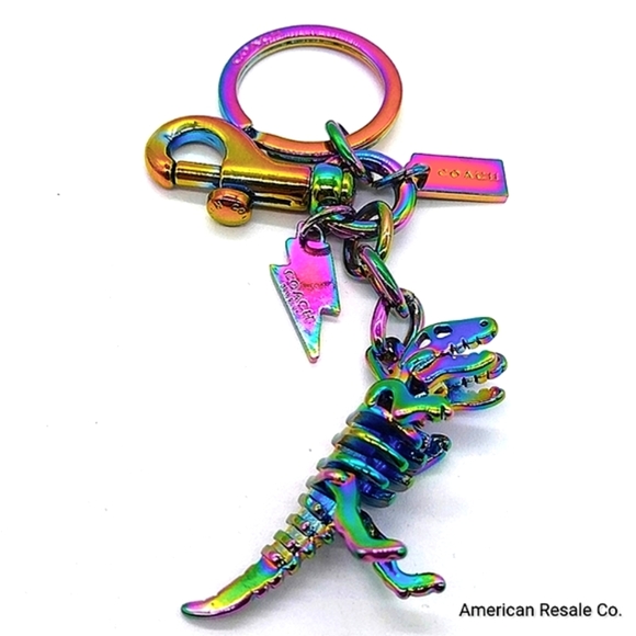 Coach Accessories - Coach 54993 Anodized TRex T-Rex Rexy Bag Charm Key Fob OIL SLICK Hologram NWOT